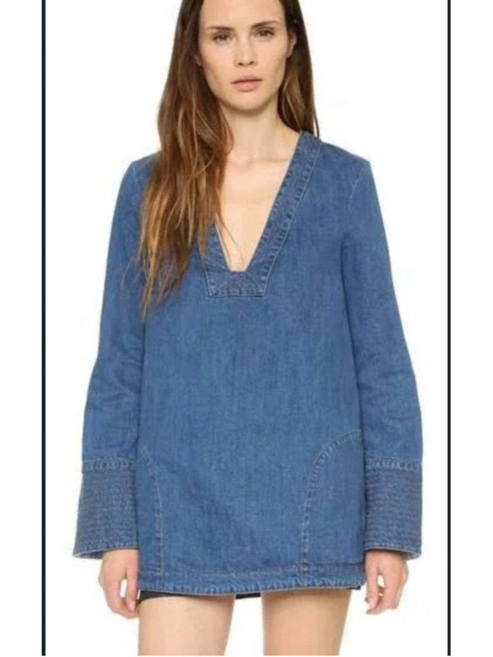 FREE PEOPLE Hendrix Blue Denim Tunic Top XS